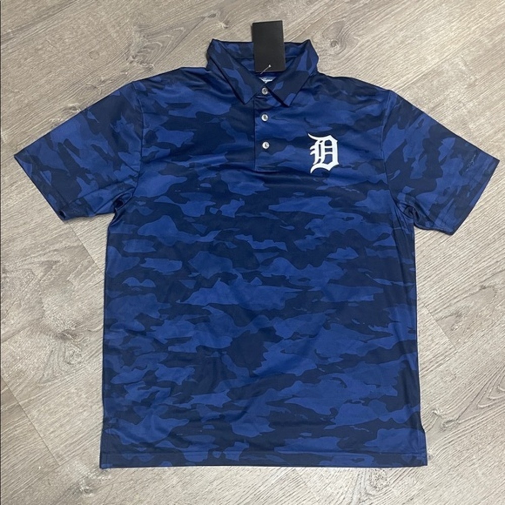 Detroit Tigers Men's Blue Camouflage Polo Shirt